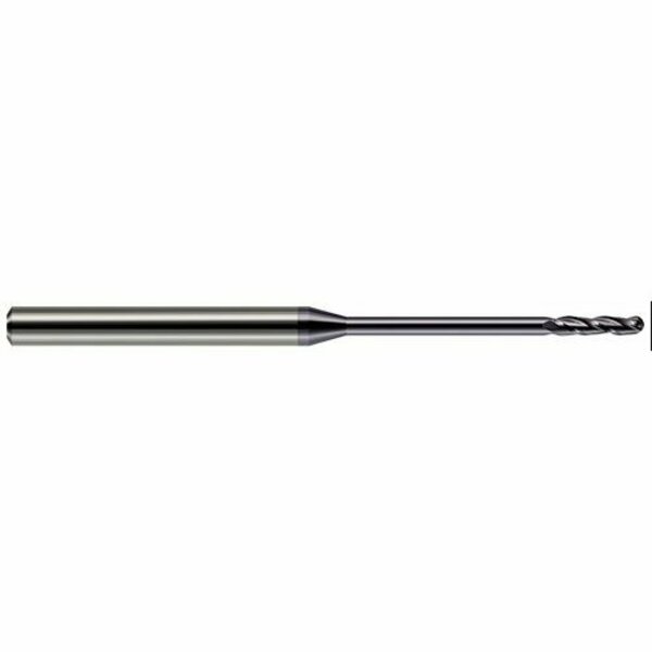 Harvey Tool 1/32 Cutter dia. x 0.1550 in. x 0.4700 in. Reach Carbide Ball End Mill, 3 Flutes, AlTiN Coated 724031-C3